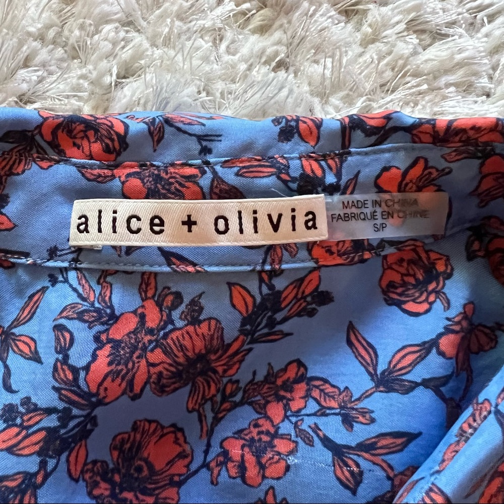 Alice + Olivia Floral-print Cupro Mini Shirt Dress - Picture 7 of 9
